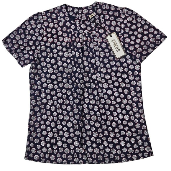 NEW Circus Citrus Navy Short Sleeve Blouse, Size US 8, New With Tags NWT - Picture 1 of 16
